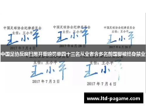中国足协反腐扫黑开重磅罚单四十三名从业者含多名前国脚被终身禁业